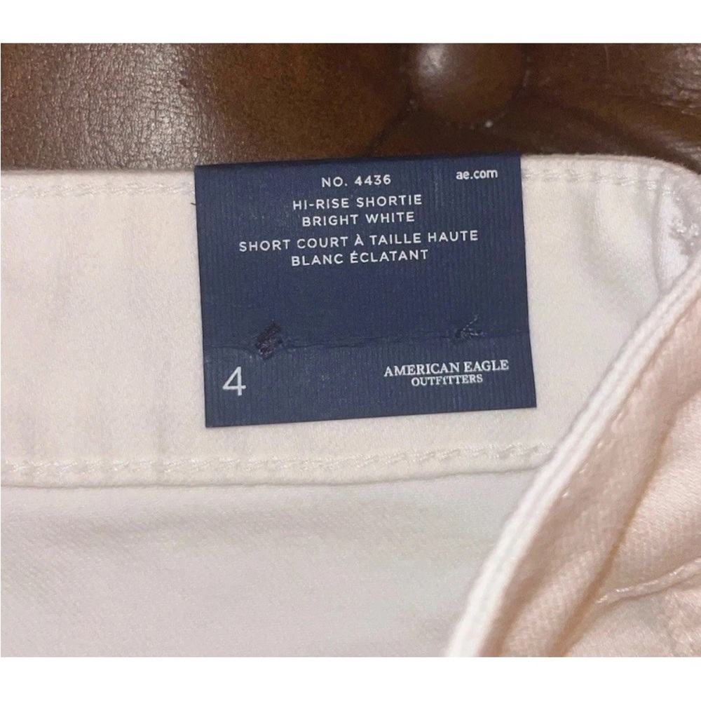 American Eagle Outfitters White Denim High Rise Shortie Shorts Size 4 NWT Summer - Picture 8 of 9